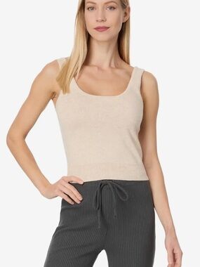 Eberjey Sleeveless Knit Tank Top in Beige XS NWOT